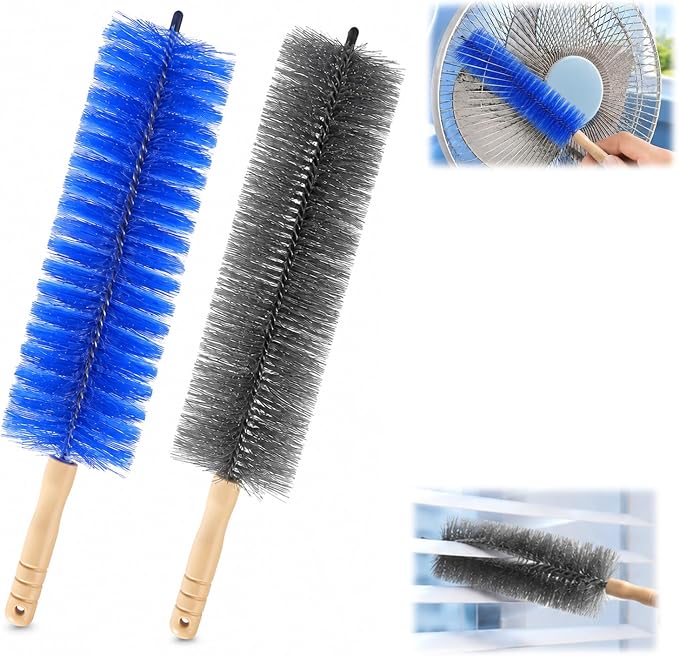 Fan Cleaning Brush,Fan Brush Cobweb Duster Microfiber Duster,Bendable Microfiber Head,Fan Cleaner Brush Reusable Dust Remover Washable ldeal for Electric Fans Air Conditioning,Curtain(Mixed 2Pcs)