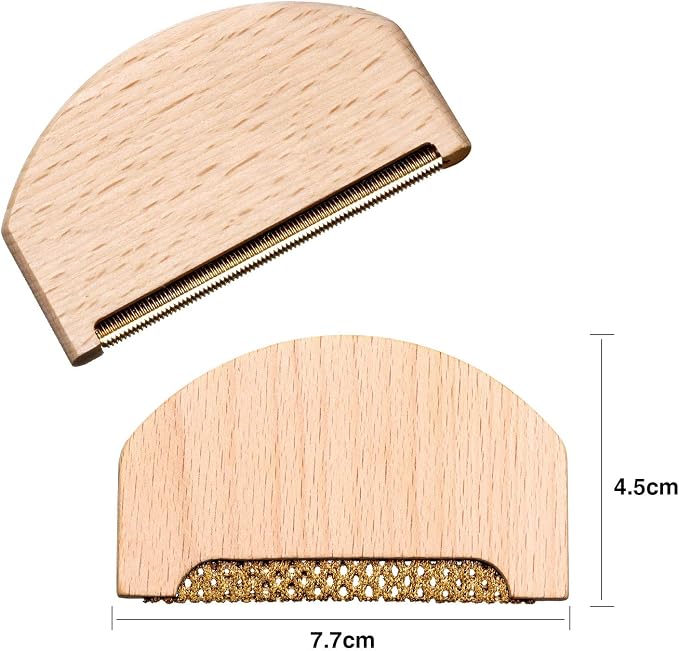 Boao 3 Pcs Wood Sweater Comb Wood Sweater Shaver Pack Fabric Shaver Remover Brush with Lint Brush Multi-Fabric Removes Pilling, Fuzz and Lint from Garments