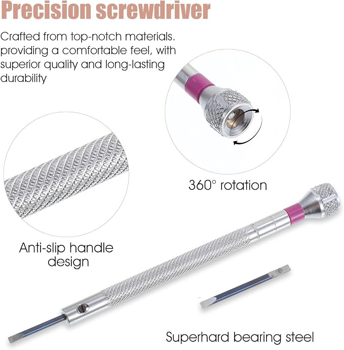 Watch Link Screwdriver, 0.6-2.0 mm Precision Watch Repair Screwdriver Set | 8Pcs Watchmaker Screwdriver Set, Small Flathead Screwdrivers for Watch, Eyeglasses, Electronics Repair, Jewelry