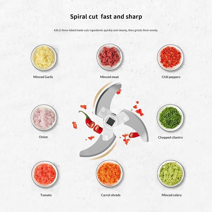 VorivelLife Vegetable Chopper Manual Food Processor Hand Pull Veggie Chopper for Garlic Onion Meat Fruits Nuts 900ml White Grey