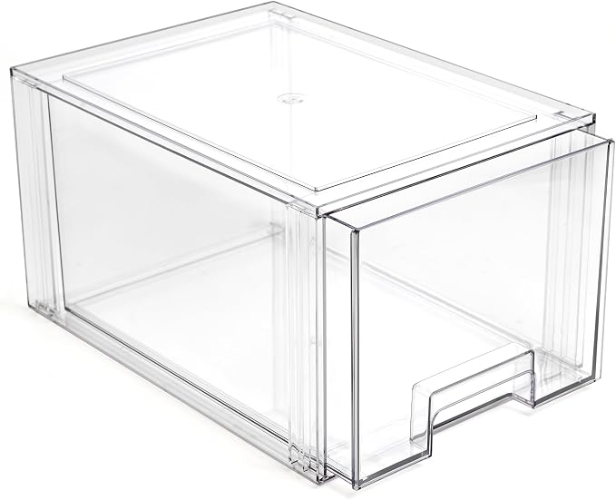 BINO | Stackable Storage Drawers, Tall Large - Clear | THE CRATE COLLECTION | Storage Bins With Drawers | Bathroom Organizers | Under Sink Organizer | Vanity Cabinet Home Organization