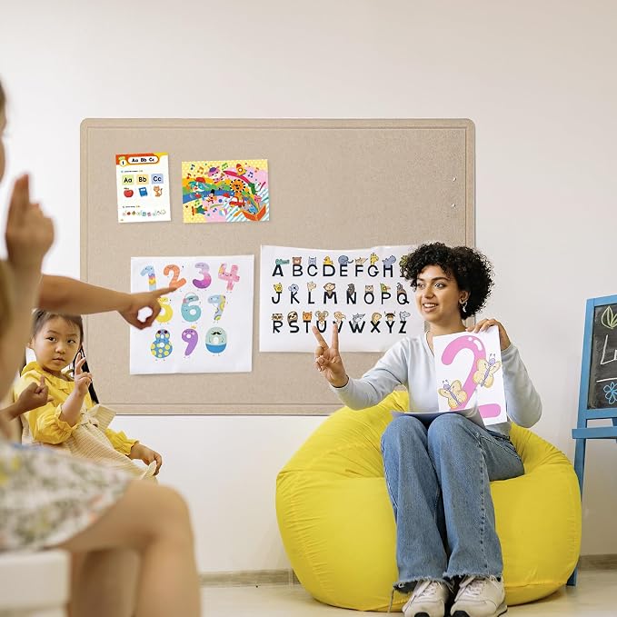 Felt Bulletin Board 48x36 inches, Decorative Pin Board for Home & Office | Cork Board Alternative for Wall with Push Pins, Display Mood Board for Photos, Notes & Reminders