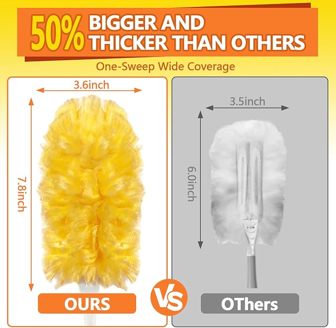 Heavy Duty Duster Refills for Swiffer Duster (40 Count) | 360° Unscented Disposable Multisurface Dusters with 1 Handle- for Home, Blinds, Fans & Corners, Yellow
