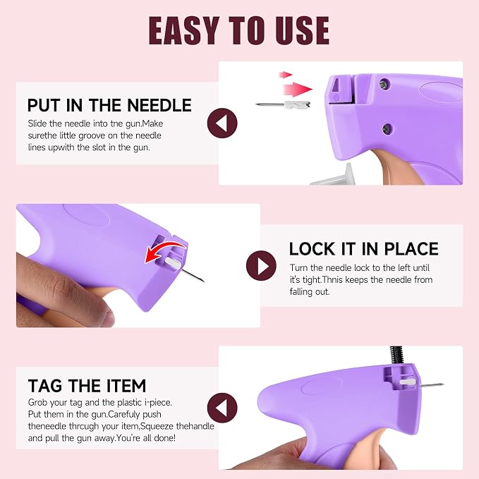Sewing Gun Tag Stitch Gun for Clothes - Purple/Pink Color Versatile Stitching Gun for Hemming Pants Repairing Seams and More