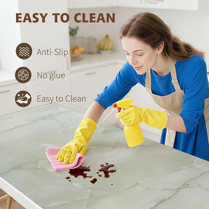 2-Layer Drawer and Shelf Liner for Kitchen Cabinet: 23.6in X 20Ft Non Slip | Waterproof Shelf Paper Non Adhesive Refrigerator Liners Cyan Marble Easy Liners for Bathroom with Knife Tape Measure