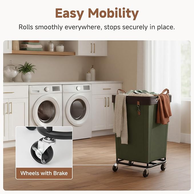 StorageWorks 160L Laundry Basket with Wheels, Rolling Hampers for Clothing