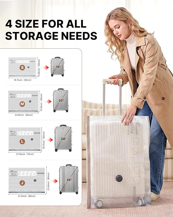 VINTAR 16 Pack Vacuum Seal Bags for Clothing Travel with Cordless Pump | Space Saver Vacuum Storage Bags, USB Rechargeable Pump, 4 Sizes Compression Bags Set for Travel Luggage Clothes Bedding