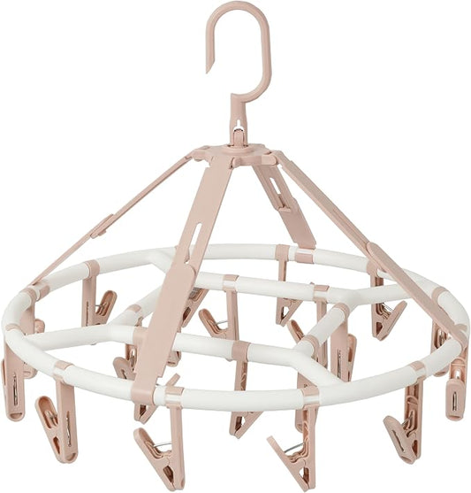 Foshine Clothes Drying Racks Foldable with 20 Drying Clips Drip Hanger | Clip Hangers Plastic for Underwear Socks Bras Lingerie