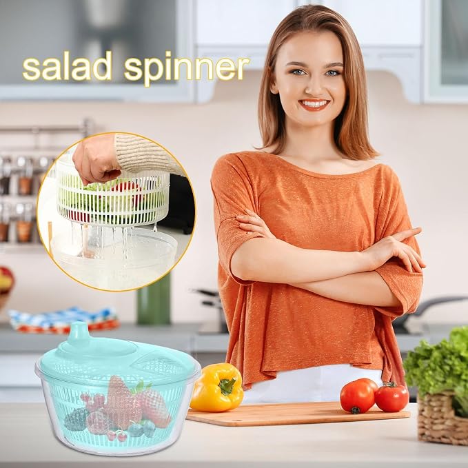 Generic Vegetable Fruit Washer ner, Manual Fruits Washer, Durable Salad Dryer Bowl, PP Salad ner Lettuce Dryer, Vegetable Washer Dryer With Effortless Action For Lettuce, Vegetables, Blue
