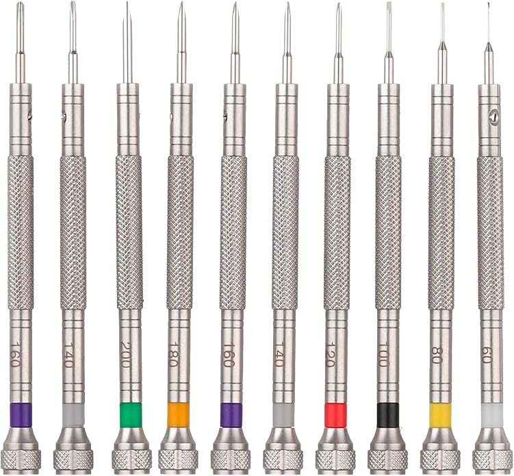 Wrist & Style Professional Screwdriver Kit by W&S for Watches, Glasses and Accessories: (10pc Tool Set) - to Adjust, Remove, Replace and Repair - Stainless Steel Professional - 10 Piece
