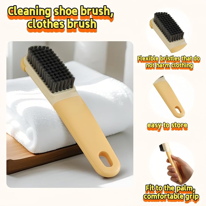 Ergonomic Clothes Soft Bristle Laundry Brush, Milk Yellow, ABS+PBT Material, Hanging Design, Portable Hand-Held Cleaning Tool with Comfortable Grip for Garments, Shoes, Household (Yellow, S)