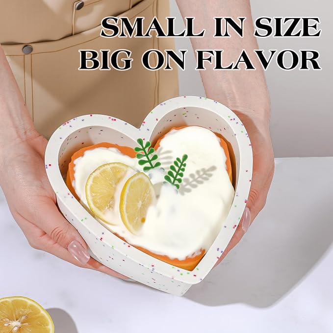 6 Inch Heart Shaped Cake Pans Small Heart Cake Pan Nonstick Silicone Molds for Baking Set of 3 (Cream)