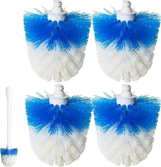 Toilet Brush Refills for OXO Toilet Brush Only, 4 Pack Toilet Brush Replacement Head, Blue & White, Nylon & Plastic Material Bristles