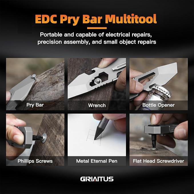 EDC Pry Bar Multitool with Bi-Directional Ratchet Screwdriver, Men Gifts | Everlasting Pen, Wrenches, Crowbar, Bottle and Box Opener Your Versatile Companion for Everyday Carry and Camping Accessories