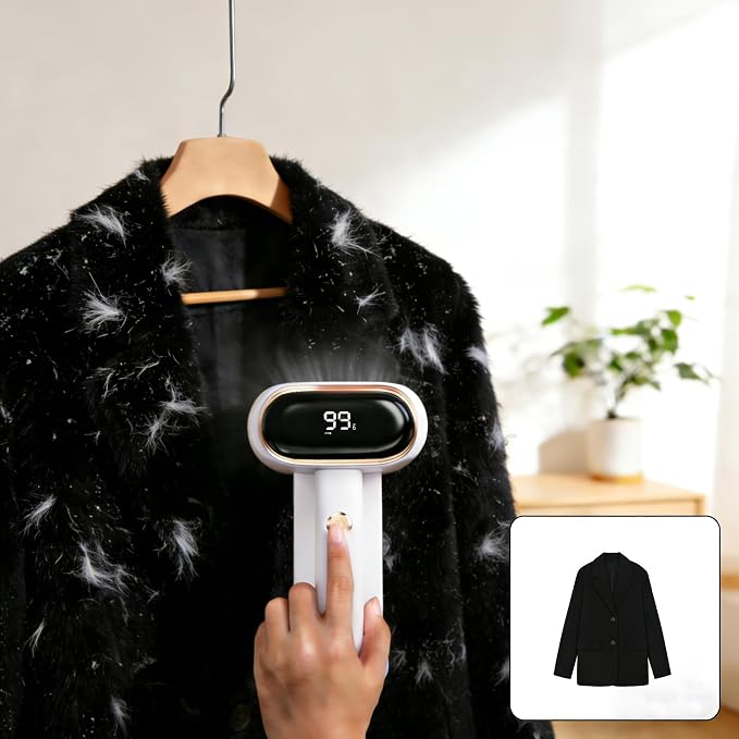 Fabric Shaver, Dual Head Lint Remover, LCD & 6-Blade, Rechargeable, White | rechargeable sweater defuzzer for clothes couch furniture upholstery pet hair pilling remover portable