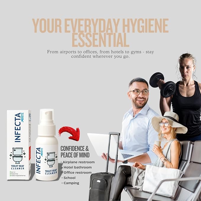 INFECTA WHITE – Toilet Spray, Travel Size Multipurpose Cleaning Spray (50 ml), All Purpose Cleaner for Toilet Seats, Bathtub, Fresh Scent, Bathroom Essentials & Mini Travel Toiletries (Pack of 1)