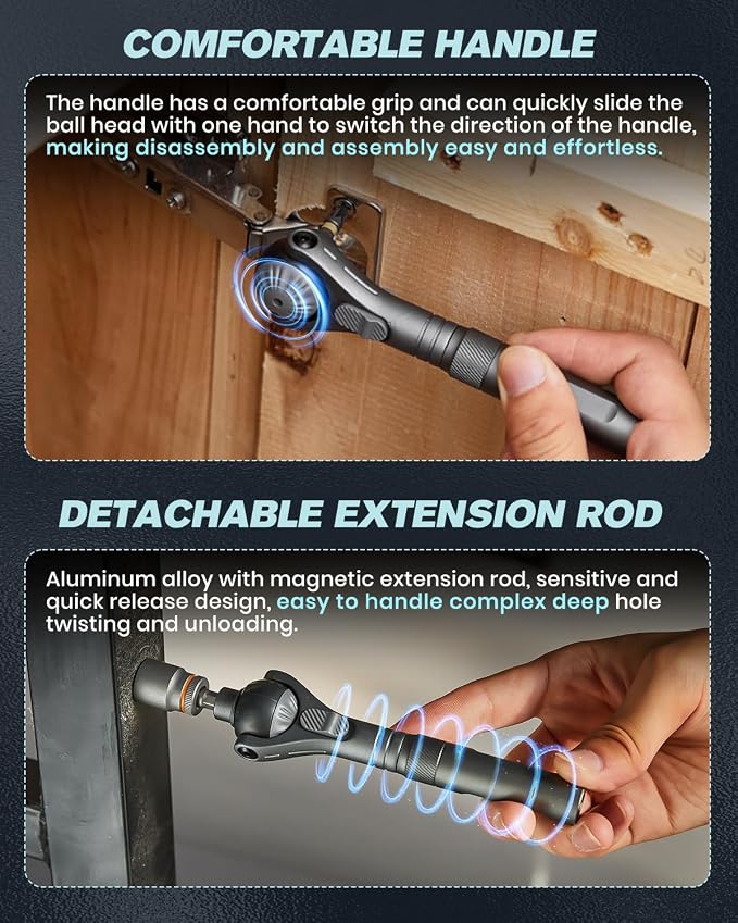 Saker Upgraded Magnetic Screwdriver Set: 40-in-1 Ratchet Screwdriver Tool Kit with 180° Ball-Joint Handle - Portable S2 Bits Precision Repair Tool Set for Computer Phone Watch Camera Bike