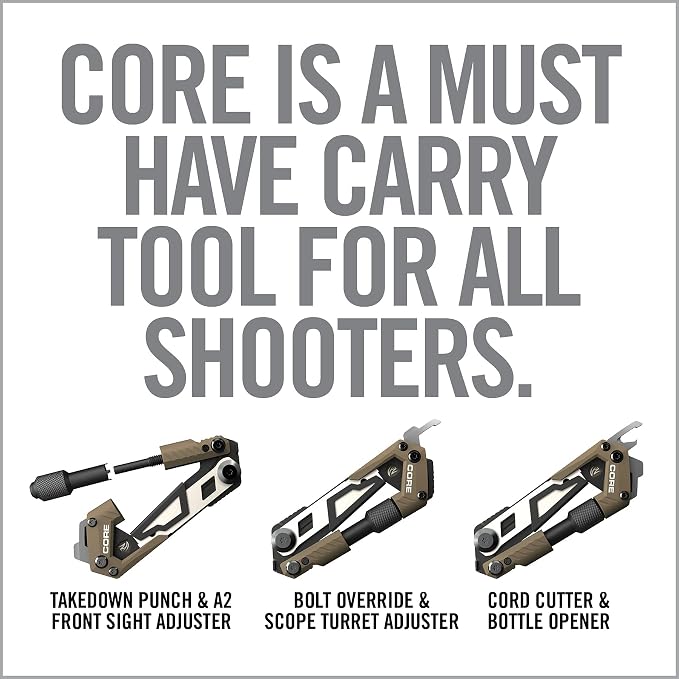 Real Avid Gun Multi Tool CORE: Tactical Rifle Tool & EDC Tools, Gun Accessories & Utility Tool Kit for Gun Maintenance, Includes Carbon Removal Tool & Front Sight Adjuster, 15