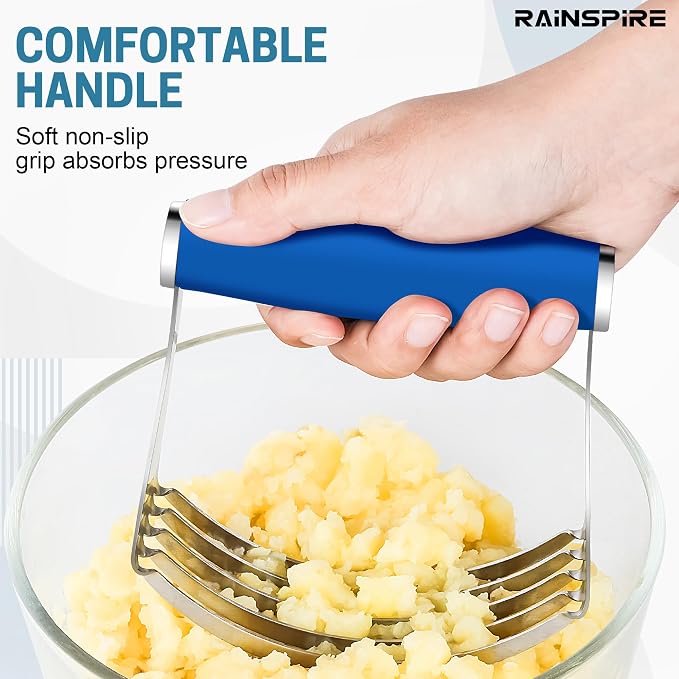 Rainspire XL Pastry Cutter For Baking, Heavy Duty Pastry Blender Stainless Steel, Thick Sharp Blades Dough Blender, Dough Cutter Butter Cutter Pastry for Easy Mixing, Dishwasher Safe, Dark Blue