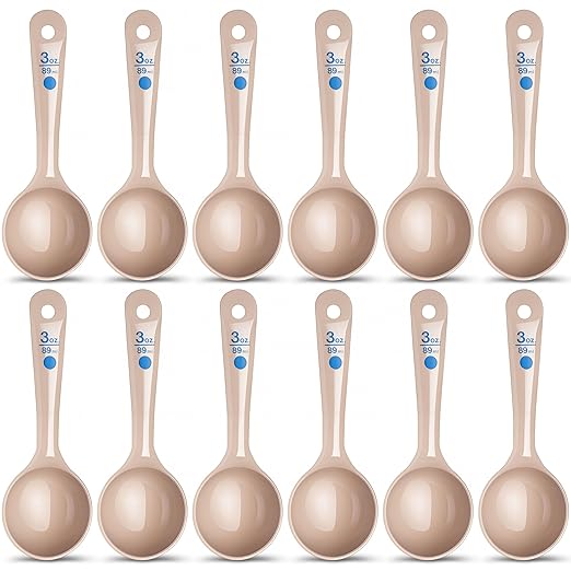 Carlisle FoodService Products Measure Miser Plastic Measuring Spoon with Short Handle, 3 Ounces, Beige - (Pack of 12)