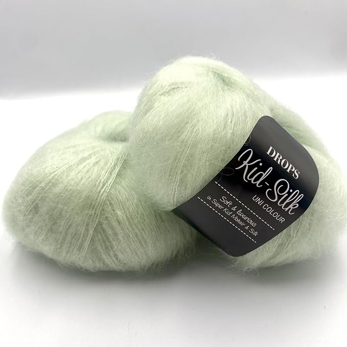 Drops Mohair and Silk Yarn Kid-Silk, 0 or Lace, 2 Ply, 0.9 oz 230 Yards per Ball (47 Pistachio Ice Cream)