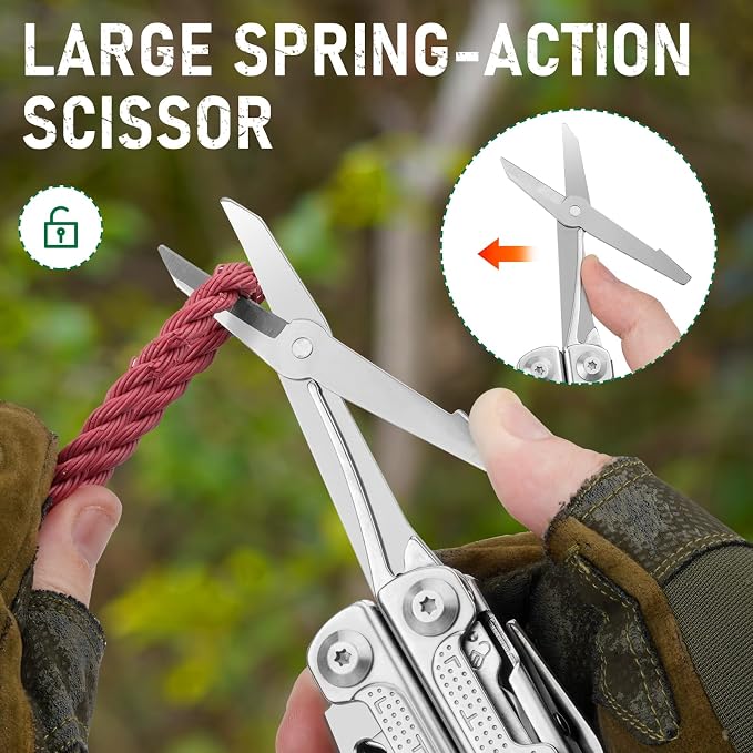 BIBURY Multitool Pliers Pro BI2049, EDC Multi Tool with 90HRA Replaceable YG12 Tungsten Wire Cutters, 440A Knife, T-Shank Wood Saw & Scissors, EDC Gear for Camping Hiking, Fathers Day Gift for Men