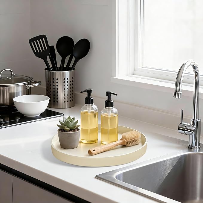 1 Pack 10" Bathroom and Vanity Tray, ABS Bathroom Counter Organizer, Coffee Table Decor for Perfume, Candles, Keys &More. Kitchen Countertop Organizer, Decorative Tray Soap Holder, Yellow