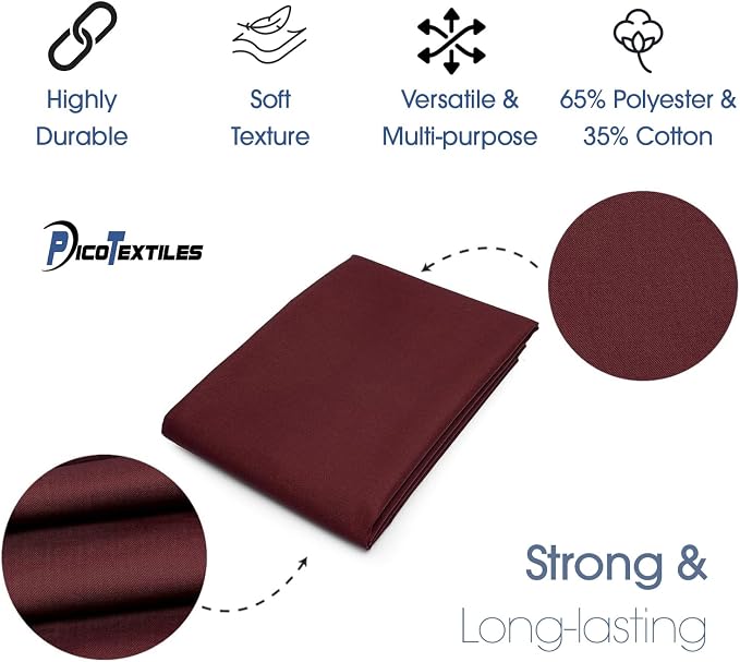 Pico Textiles 1 Yard Bolt Burgundy Poly Cotton Twill Fabric | 60" Wide, 65% Polyester / 35% Cotton, Medium Weight, Perfect for Pants, Jackets, Skirts and Work Uniforms, Sold by the Yard