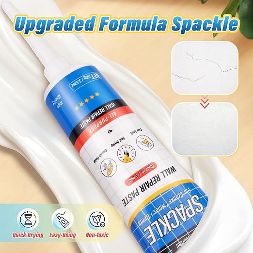 DIYSELF 9-Piece Spackle Wall Repair Kit, 7 oz Fast-Drying Hole Filler Set | Complete Repair Tools, Easy-to-Apply Wall Putty for Cracks, Nail Holes, Wall Filler for Gaps, Homes, Apartments and Renters