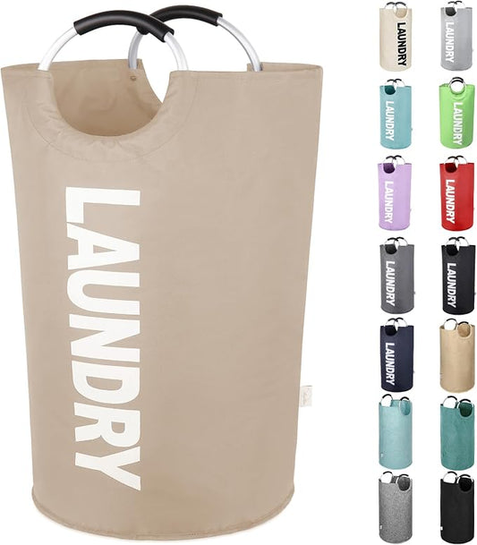 Extra Large Laundry Basket, Big Laundry Hamper Bag with Handles, 130L Brown | Freestanding Tall Dirty Clothes Hamper, Collapsible and Portable Laundry Bin for Dorms and Bedrooms, Thick, Sturdy Fabric