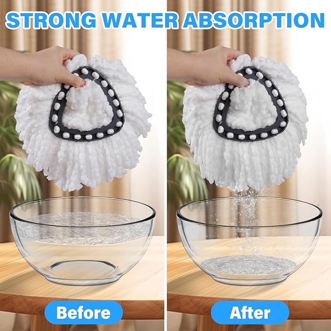 Mop Replacement Heads for O Cedar - Mop Replace Head Easy Wring Spin Mop Heads Replacements Easy to Clean Install and Replaceable Mop Head Machine Washable (3 Pack)