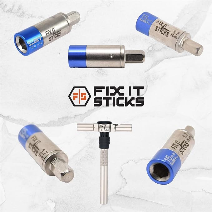 Fix It Sticks Set of 2 tools Bundle - Ratcheting T-Way Wrench & Torque Limiter 15 Inch-lb – Precision Set for Home and Professional Use – with microfiber cloth