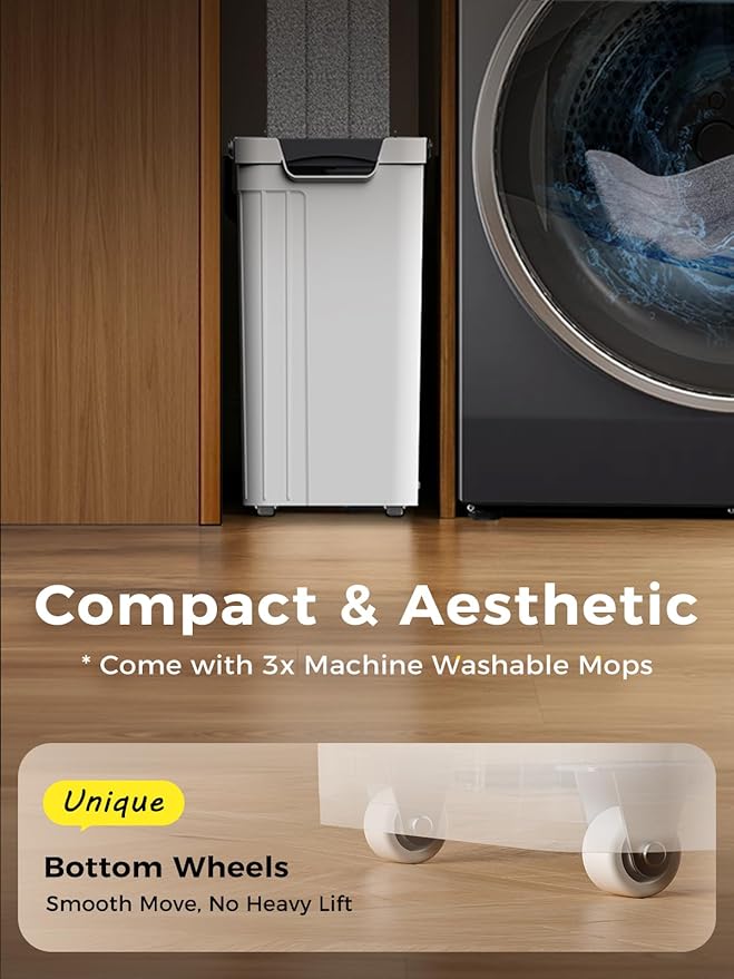 Mop and Bucket Set | Auto-Spray Cleaning | Dirty Water Separation Keep Water Fresh | Flat Mop & Bucket with Scraper | 3X Washable Pads | Mops for Floor Cleaning Valentine's Day Gift
