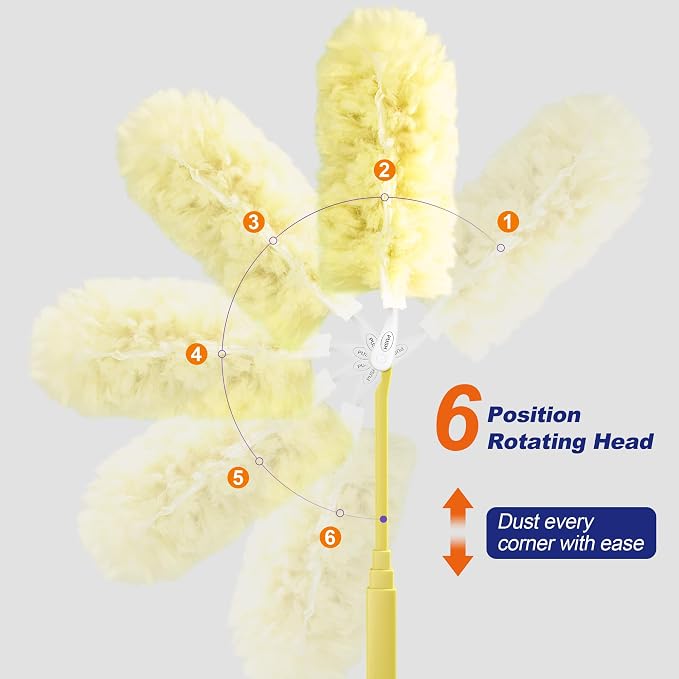 JOYMOOP Scented Telescopic Duster kit, 3FT Extendable Handle (Yellow) + 24 Yellow Refills for Swiffer Feather Duster,Easy Cleaning for Ceilings, Ceiling Fans, Blinds, Vents & Shelves