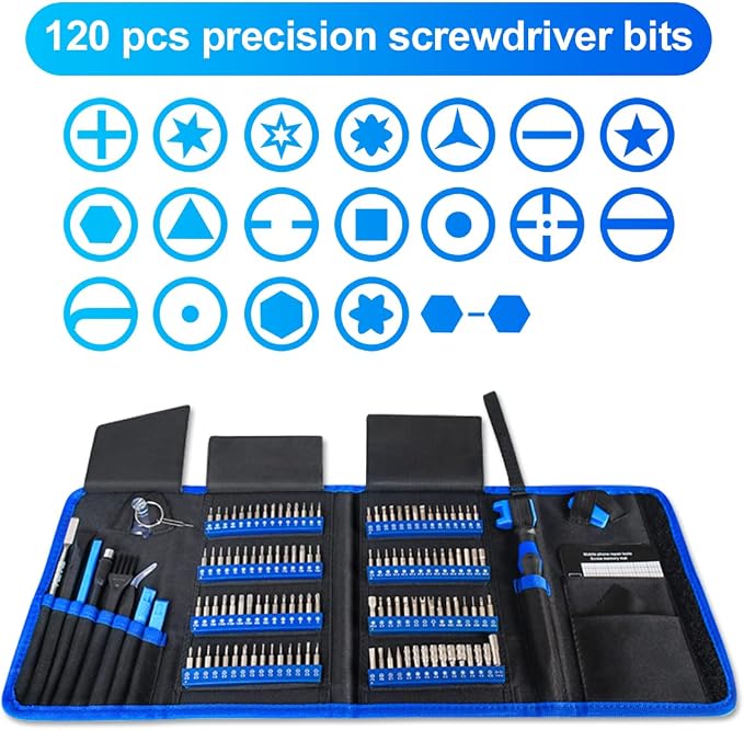 Screwdriver Sets 142-Piece Electronics Precision Screwdriver with 120 Bits Magnetic Repair Tool Kit for iPhone, MacBook, Computer, Laptop, PC, Tablet, PS4, Xbox, Nintendo, Game Console, etc