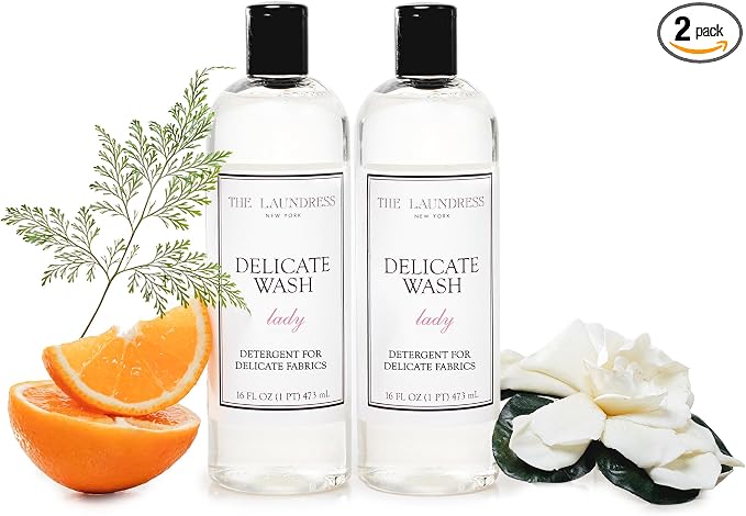 The Laundress Delicate Wash Luxury Liquid Laundry Detergent, 31 Loads, Concentrated Washing Detergent, Lady Scent, Enzyme-Free Hand or Machine Wash Laundry Soap for Silk, Lingerie & More, Pack of 2
