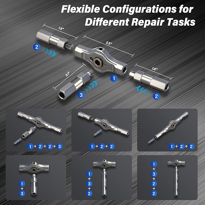 42 in 1 Magnetic Ratcheting Screwdriver Set, Precision Repair Tool Kit with S2 Steel Bits & Aluminum T-Handle, Multi Bit Screwdriver Set for PC, Electronics, Furniture, Bicycle & DIY