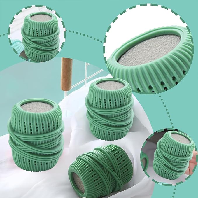 Reusable Fabric Softener Dispenser Balls Laundry Dryer Balls for Washing Sponge Household Substitute Cleaning Tool (Green)