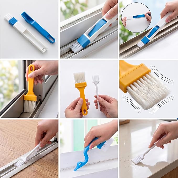 12pcs Magic Window Track Cleaner Tool, Sliding Door Tracks Cleaning Brush, Window Sill Seal Crevice Groove for Tile Lines Ac Vents Keyboards