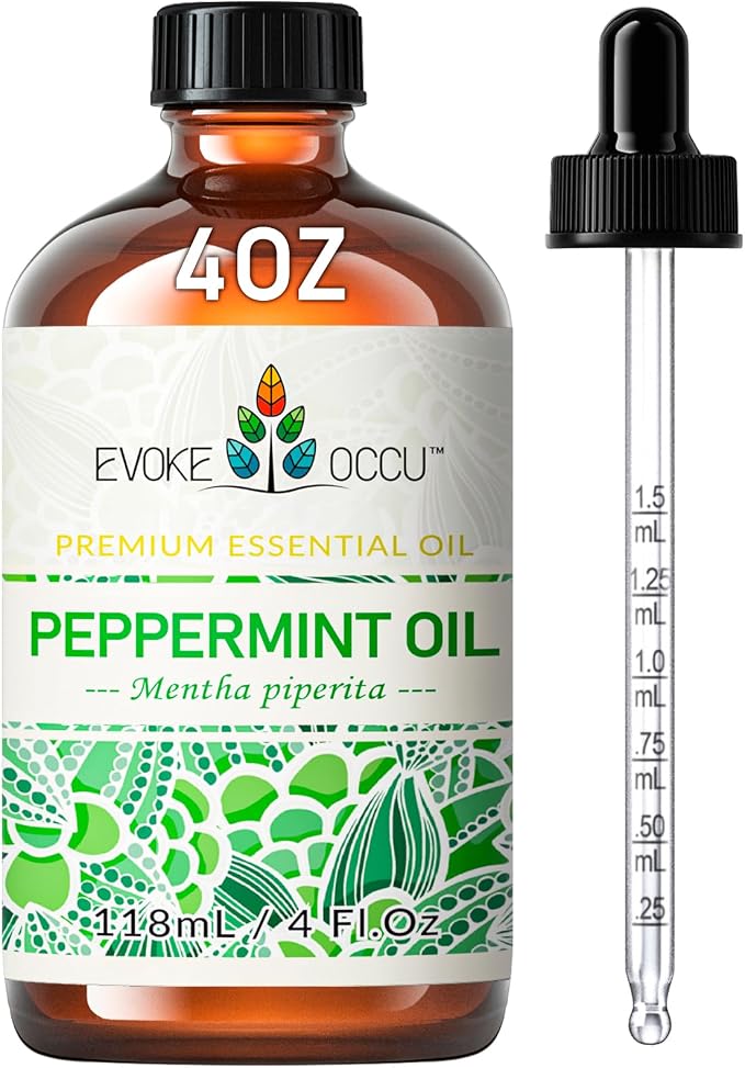 EVOKE OCCU Peppermint Oil for Spray, Hair, Aromatherapy, Diffuser | Refreshing Minty Aroma for Home, Kitchen & Daily Use - 118mL / 4.16 fl oz