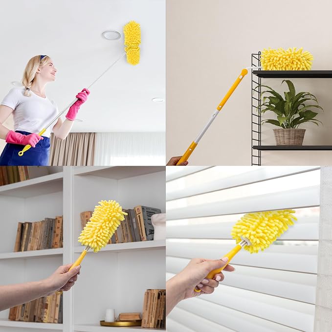 KeFanta Reusable Duster Refill for Swiffer, 8Pcs with 1 Handle | 360° Heavy Duty Duster Refills , Washable Microfiber Dusters for Cleaning