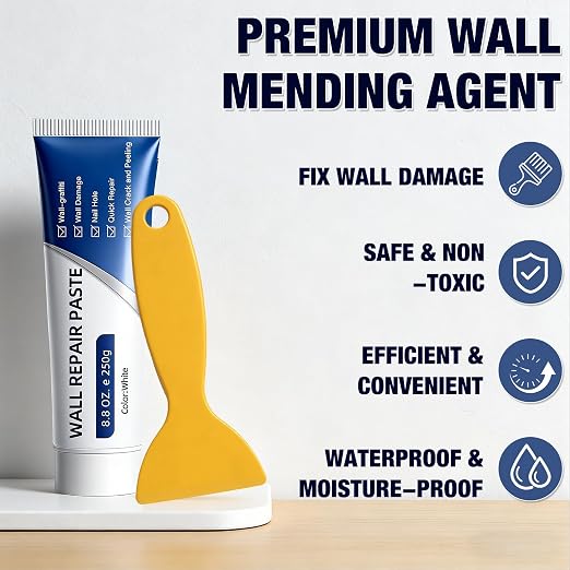 Efficient Drywall Repair Kit with Scraper, 2026 Upgrade Multi-Functional Drywall Patch Paste Repair Kit for Holes & Cracks, Quick Drying Wall Mending Agent for DIY Home Fix (2pcs)