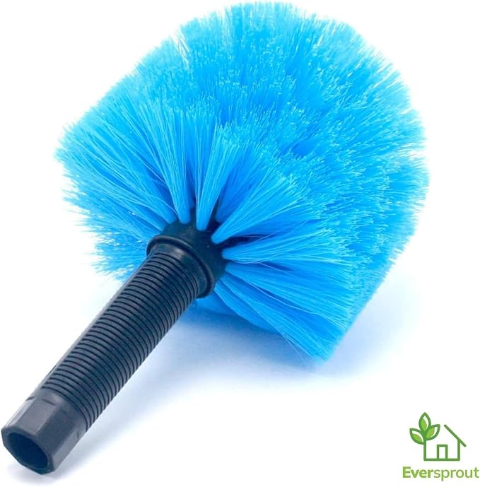 EVERSPROUT Cobweb Duster & 1.5 to 3 ft Pole, Indoor & Outdoor | Medium-Stiff Bristles, for Ceilings, Walls, Corners, Beams, Shelves, Window Screens and more, Lightweight, 3/4" Acme thread