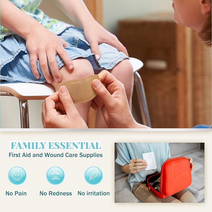 Geiserailie 40 Pcs Extra Large Flexible Adhesive Bandages 6"x3" Fabric Bandages with Non-Stick Pad Latex Free Painless Removal for Wound Care and First Aid