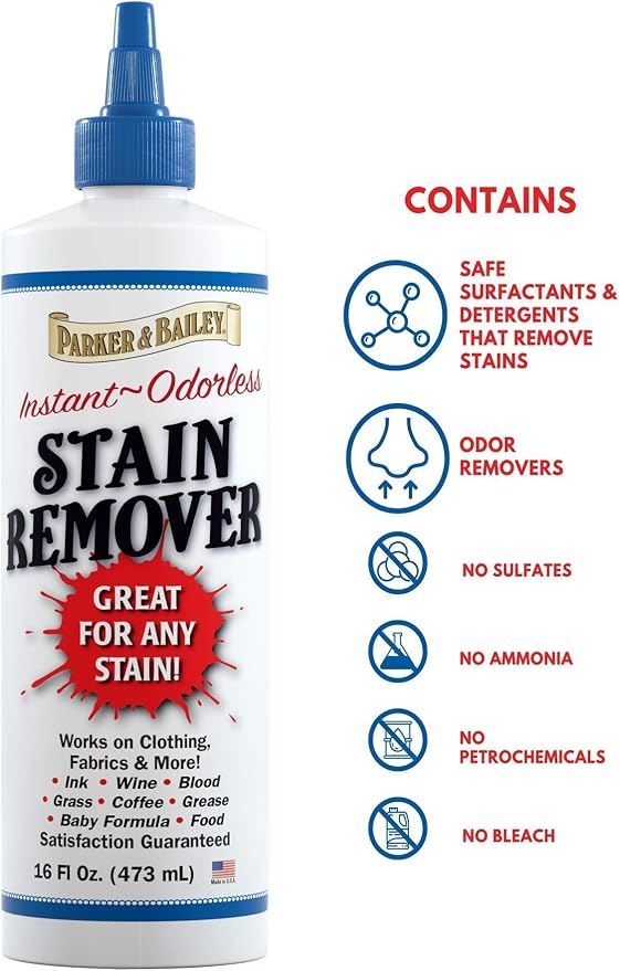 Parker and Bailey Blood Stain Remover - Fabric Carpet Mattress 16oz | Removes set-in and dried stains without bleach