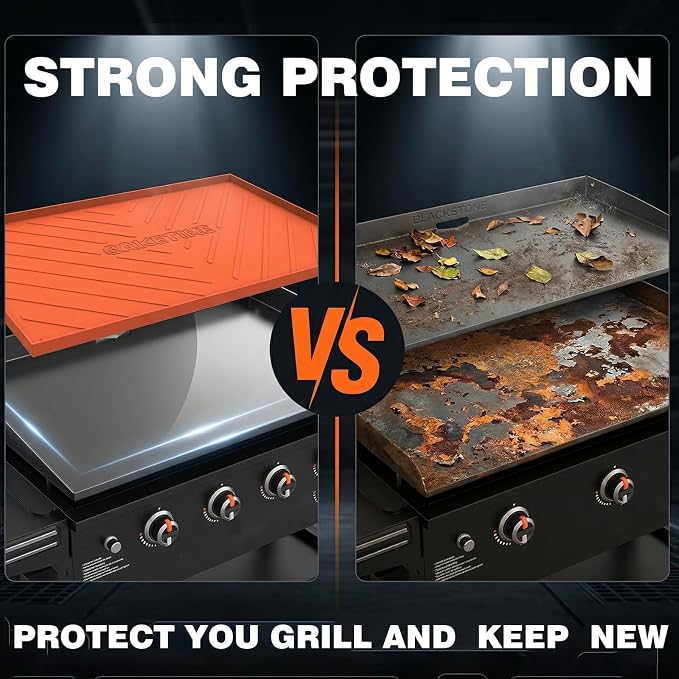 Caketime 36 Inch Silicone Mat for Blackstone Griddle Accessories Grill Top Cover Protector Waterproof Heat Resistant Durable Heavy Duty Cooking Baking BBQ Outdoor Tool Orange Father Dad Men Gifts