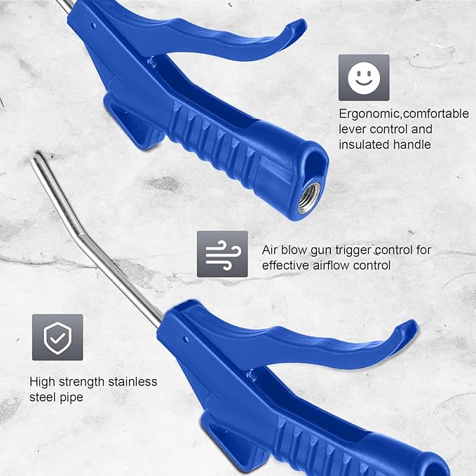 Honoson Air Nozzle Blower Gun Pistol Grip Air Blow Tool Compressor Accessories for Industrial Household Mechanics(Dark Blue,8 Pcs)