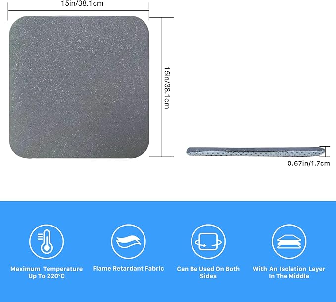 Heat Press Mat for Easy Press Both Sides Applicable (15" x 15"), Heat Press Pad for Cricut Easypress/Easypress 2 & HTV Craft Vinyl Ironing Insulation Transfer Projects