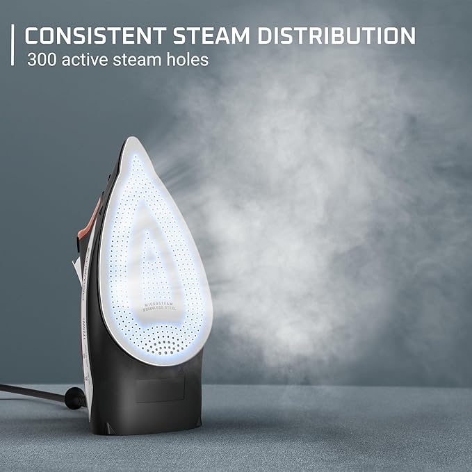 Rowenta Access Steam Iron, Clothes Iron with Steamer, Vertical Steaming, Maximum Steam Distribution, Anti-Drip Protection, Red