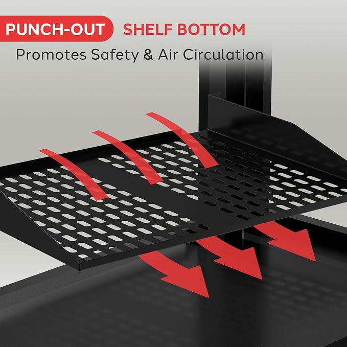Pyle 19-Inch 2U Server, Vented Shelves for Good Air Circulation, Cantilever, Wall Rack, Universal Device, Cabinet Shelf, Computer Case Mounting Tray, Black (PLRSTN22U), 1 Unit